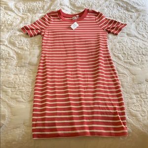 Coral and white striped dress